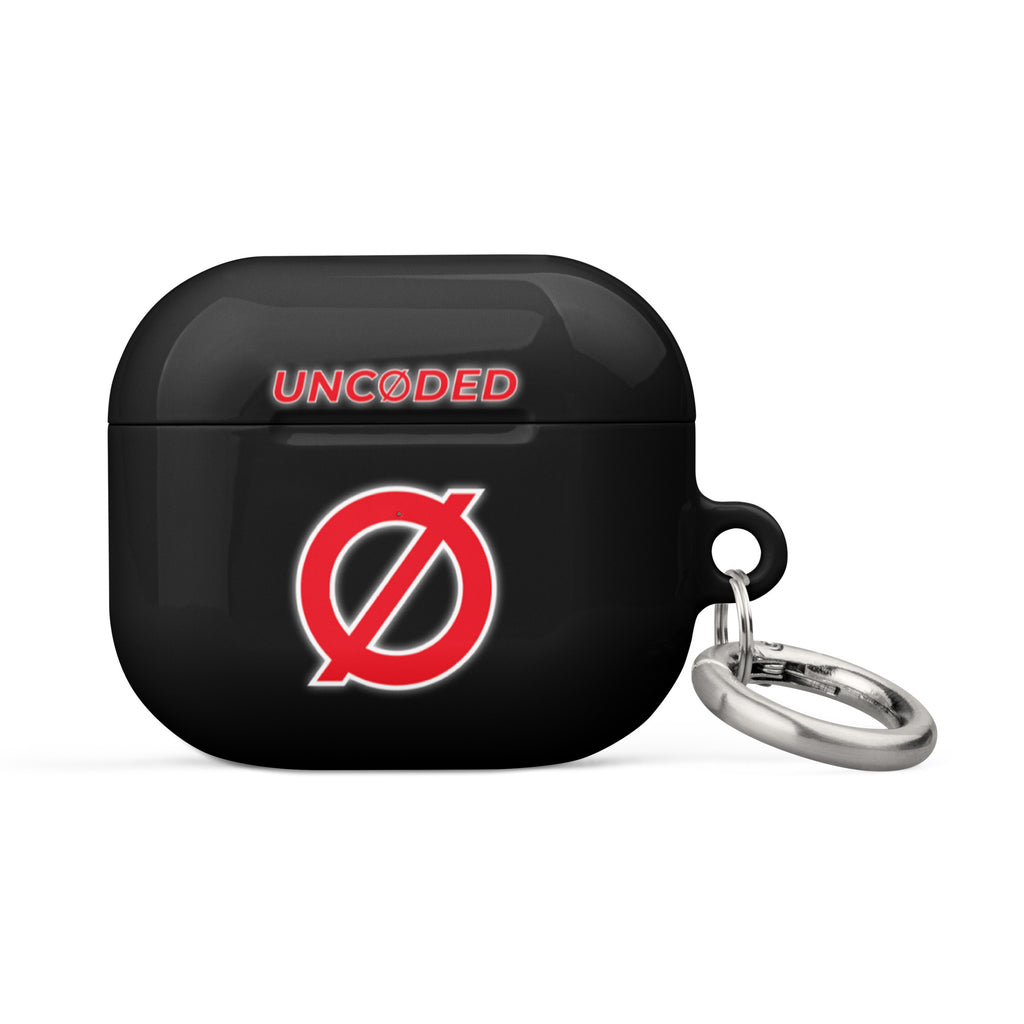 UNCØDED AirPods Case black AirPods Gen 3 protective case with red Ø logo front view #group:airpods-gen3-black-red