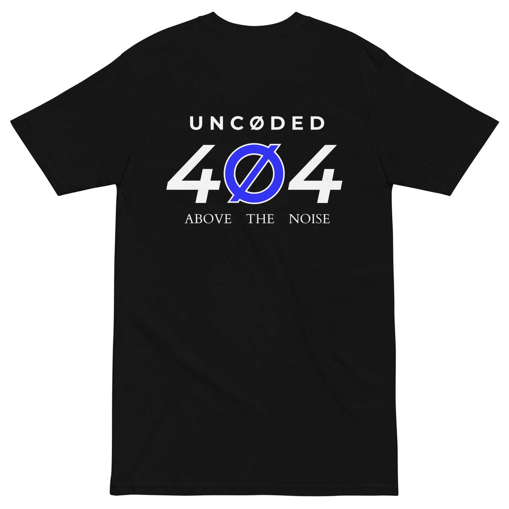 UNCØDED Error 404 Tee black premium graphic tee back design