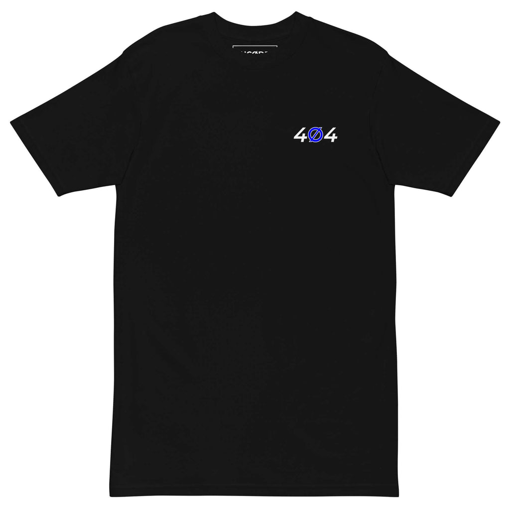 UNCØDED Error 404 Tee black heavyweight tee front chest logo view
