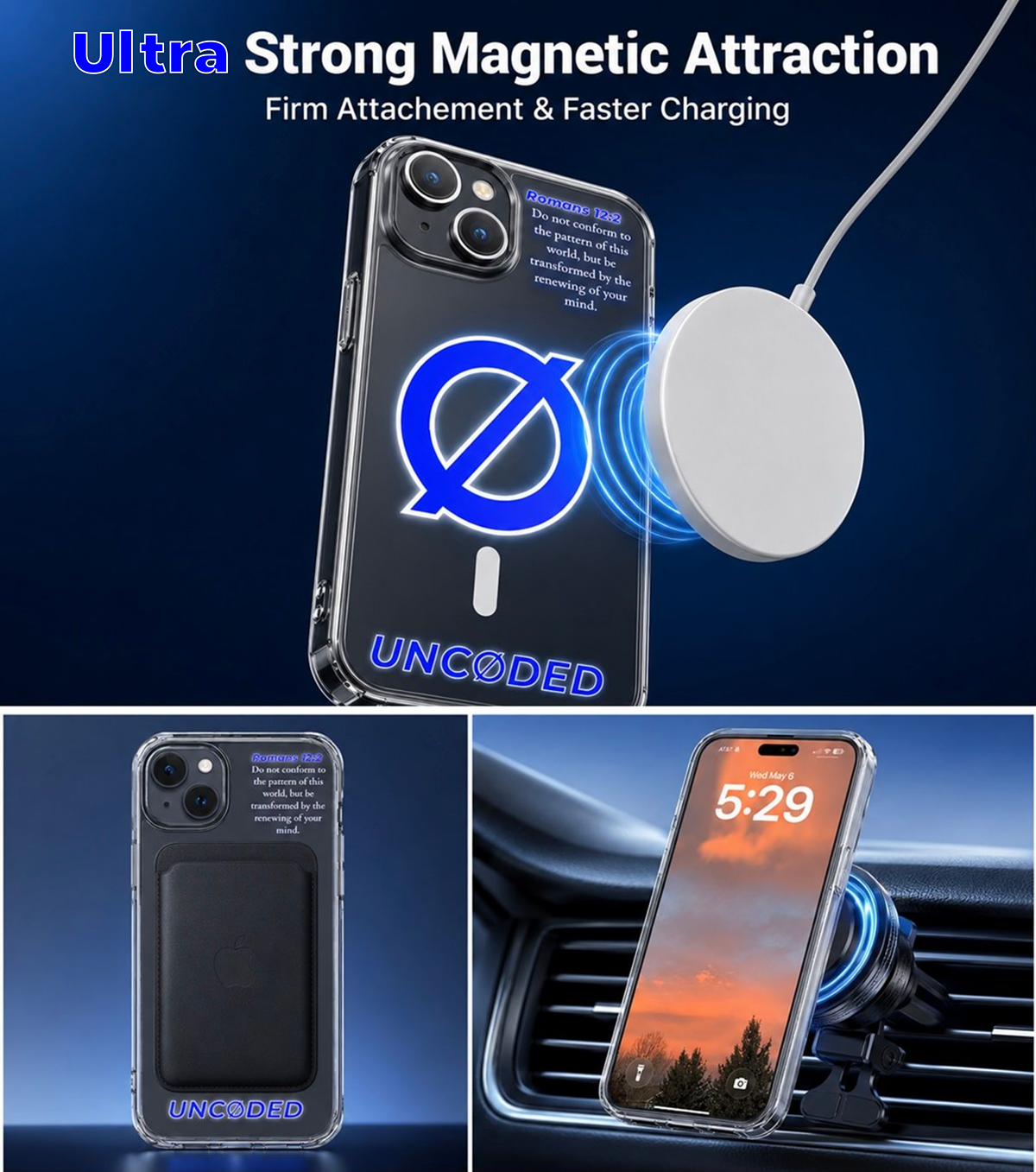 UNCØDED iPhone case ultra strong magnetic attraction and fast charging feature graphic #global