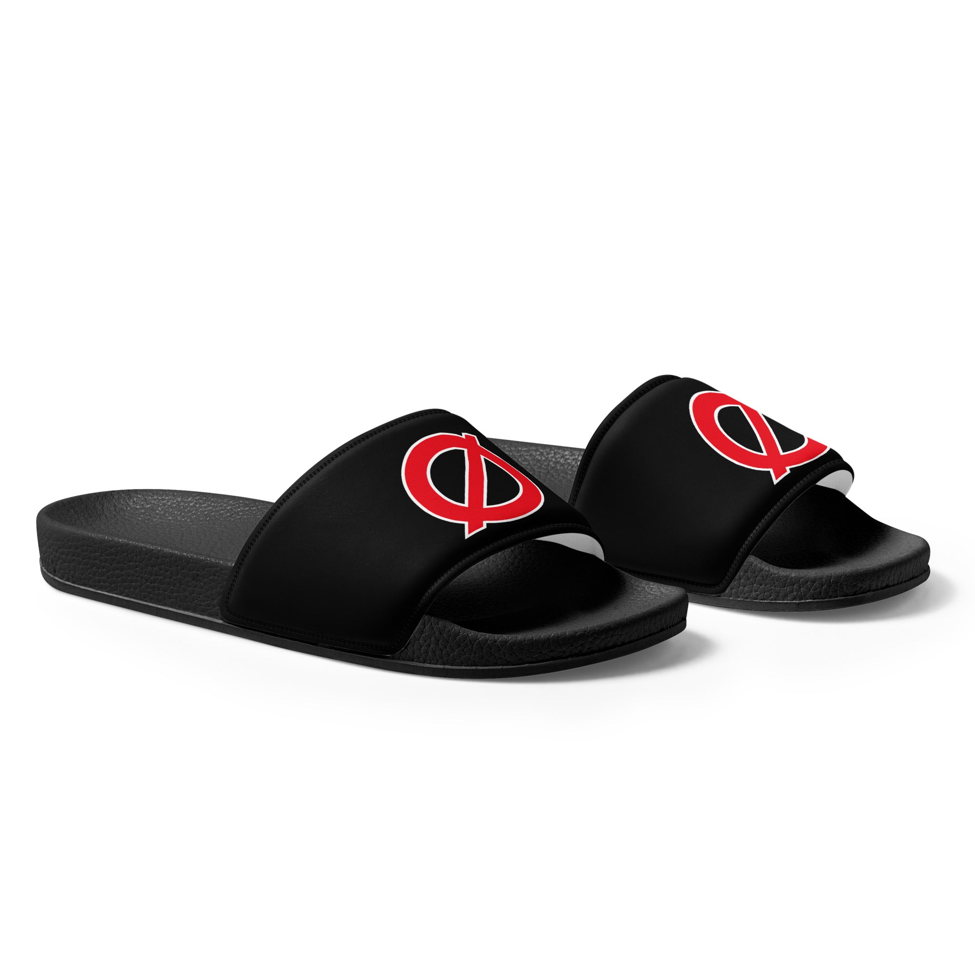 UNCØDED Ø Slides black streetwear sandals with red Ø logo product angle #group:black-red