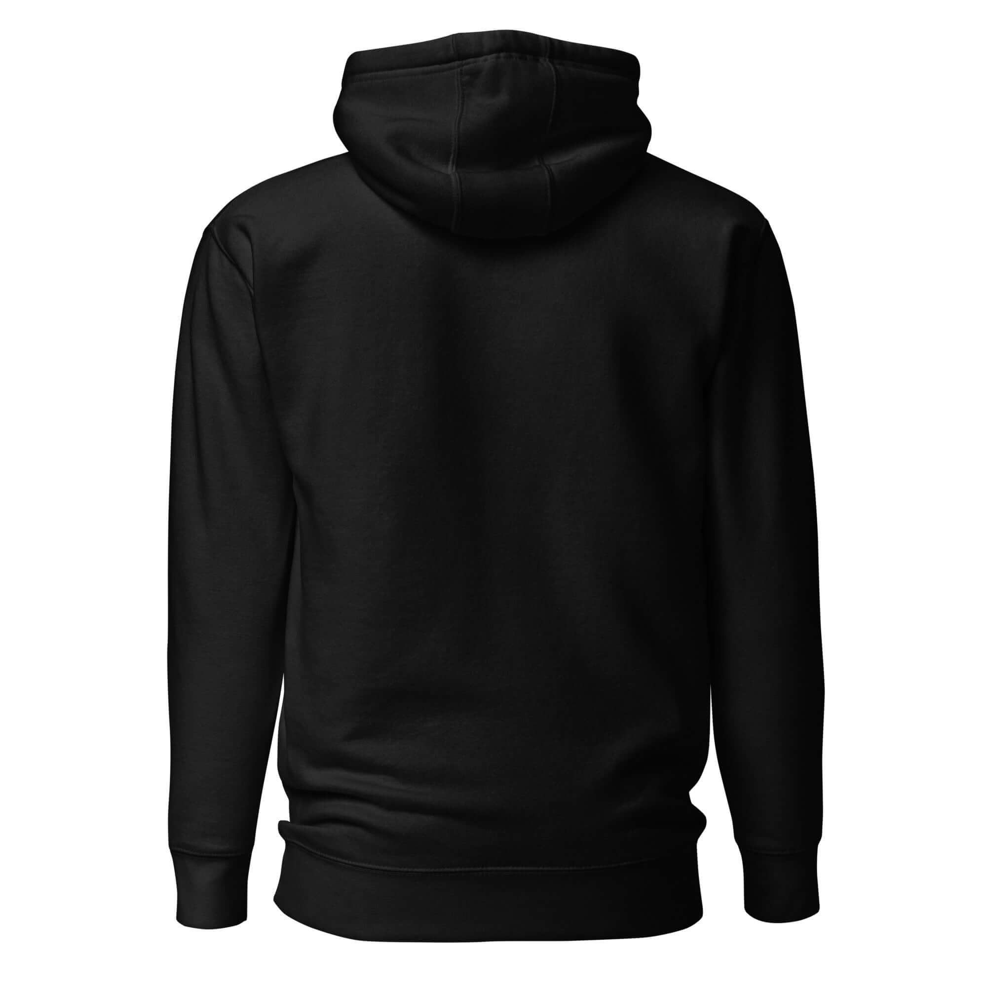 UNCØDED Signature Hoodie black minimal streetwear hoodie back view #group:black