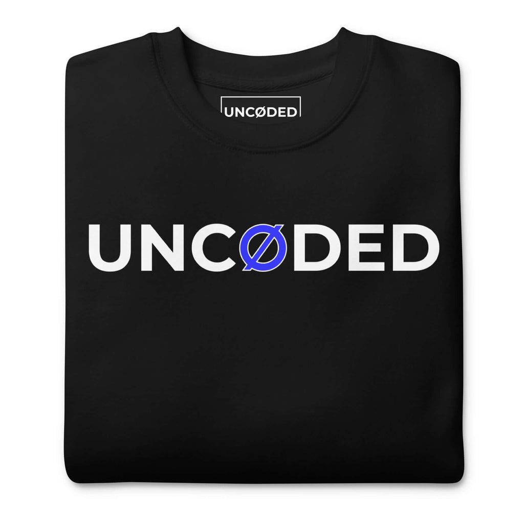 UNCØDED Signature Sweatshirt black crewneck folded front logo detail #group:black