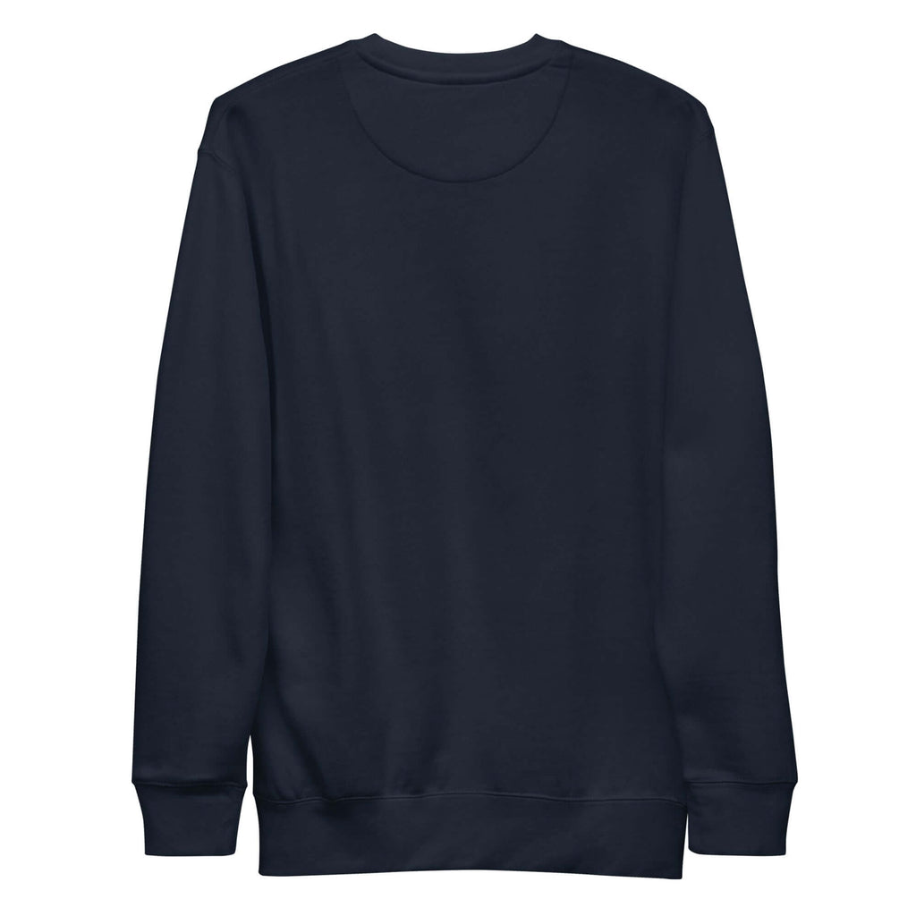 UNCØDED Signature Sweatshirt navy minimal streetwear crewneck back view #group:navy