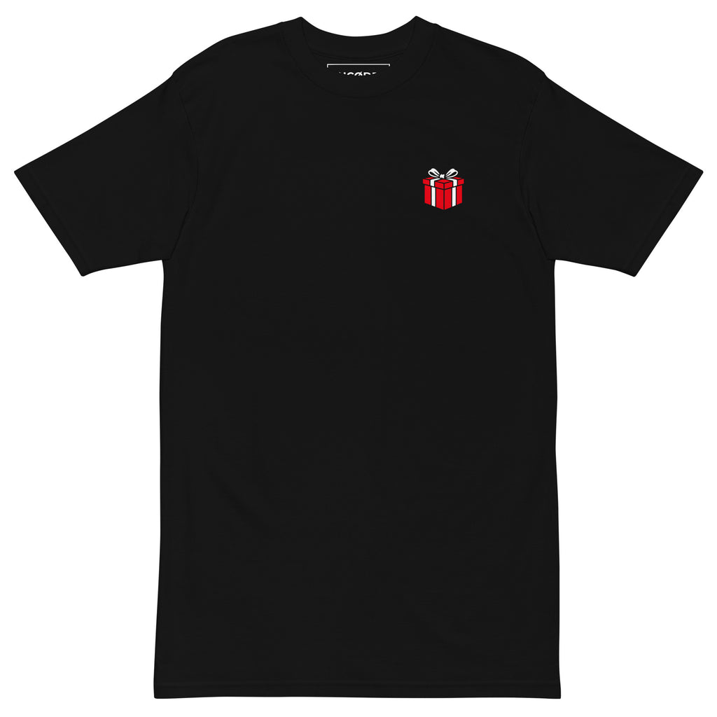 UNCØDED Time is a Gift Tee black heavyweight tee front chest logo view